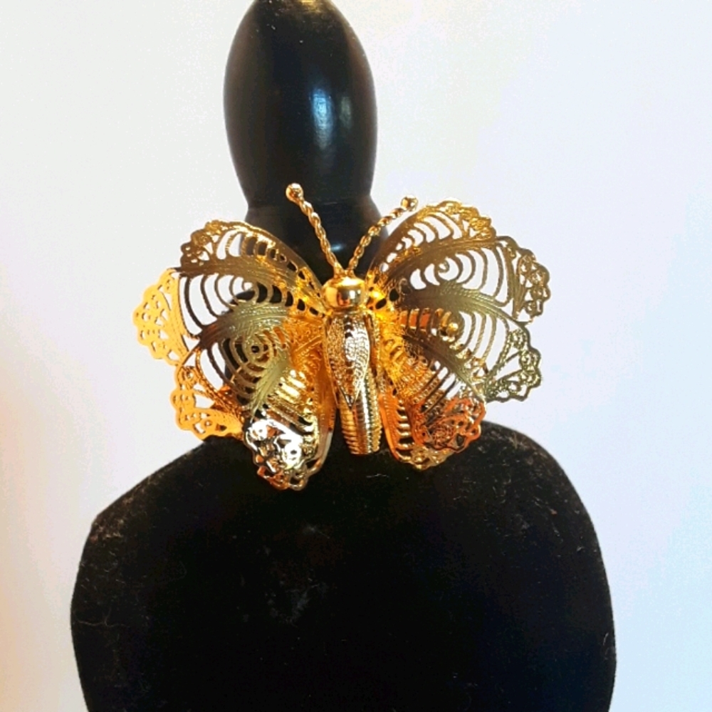 Goldtone Filigree Butterfly Brooch
